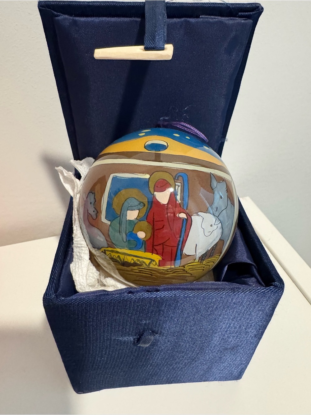 Global Village Nativity Scene Christmas Ornament with Presentation Box #402